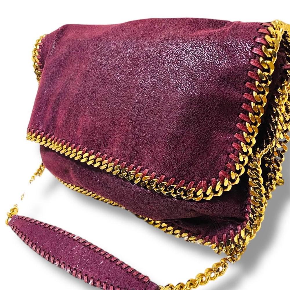 Stella McCartney Falabella Burgundy Purple Shaggy Deer Shoulder Bag Goldtone HW - Picture 5 of 17